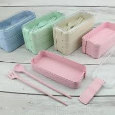 3-Layer Wheat Straw Bento Lunch Box 900ml - Image 3