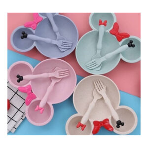 Mickey Wheat Straw Kids Plate and Cutlery Set