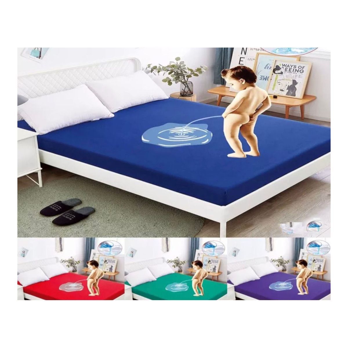 Colourful Waterproof Cotton Fitted Bedsheet - Image 6