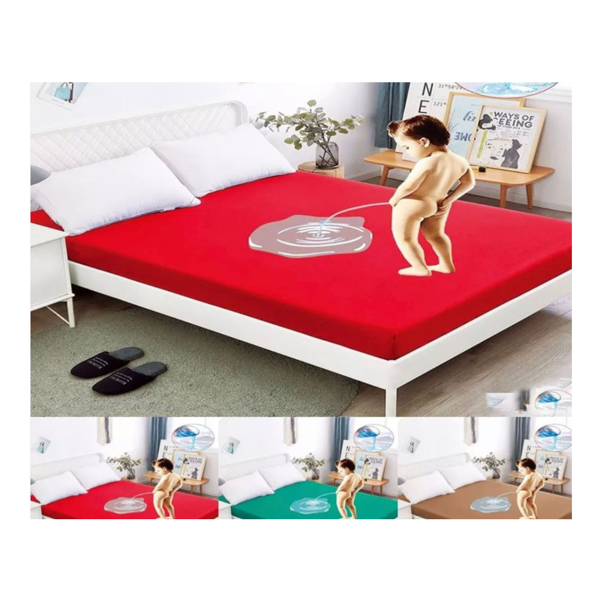 Colourful Waterproof Cotton Fitted Bedsheet - Image 4