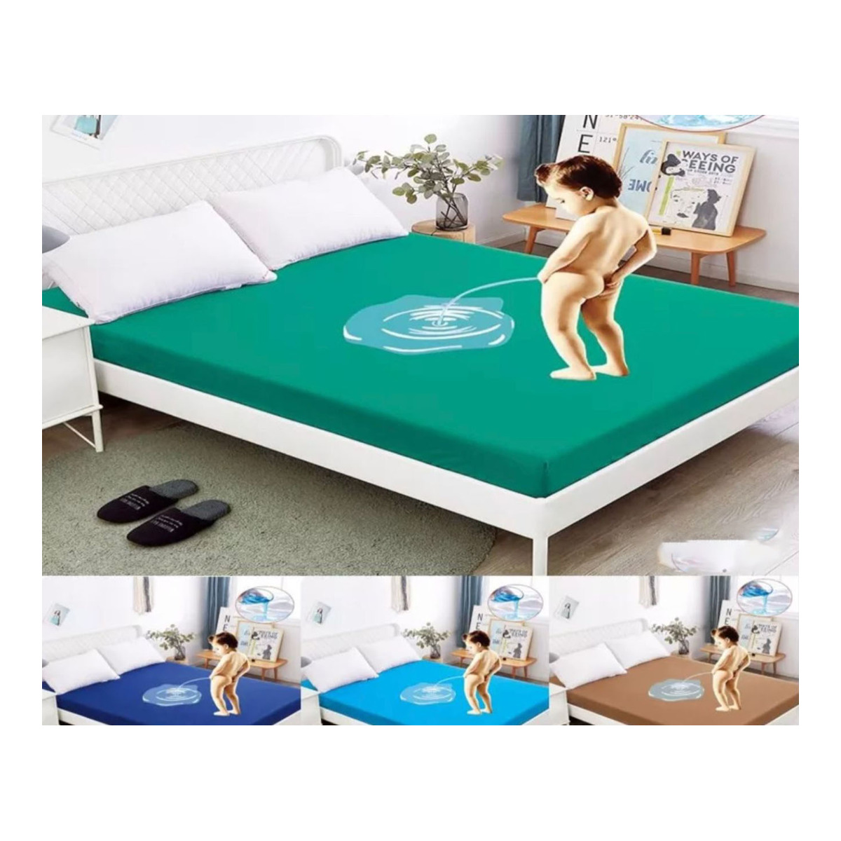 Colourful Waterproof Cotton Fitted Bedsheet - Image 8