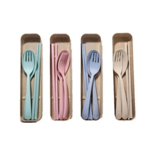 Wheat Straw Travel Cutlery Set with Box